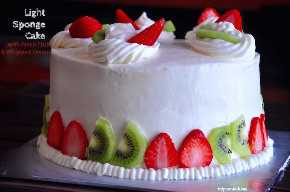 Sponge Cake with Fresh Fruit and Whipped Cream