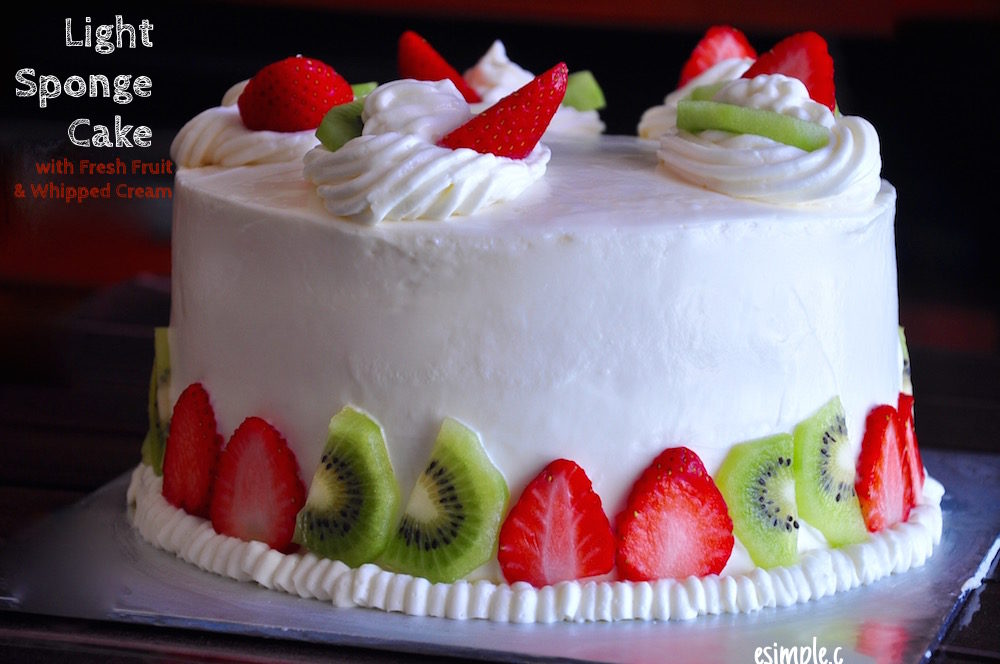 Sponge Cake with Fresh Fruit and Whipped Cream