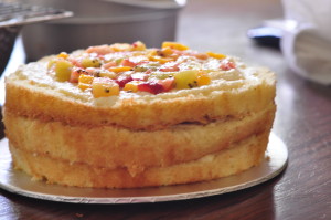 layers 300x199 Light as Air Sponge Cake with Fresh Fruit and Whipped Cream