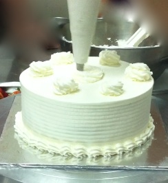 piped Light as Air Sponge Cake with Fresh Fruit and Whipped Cream