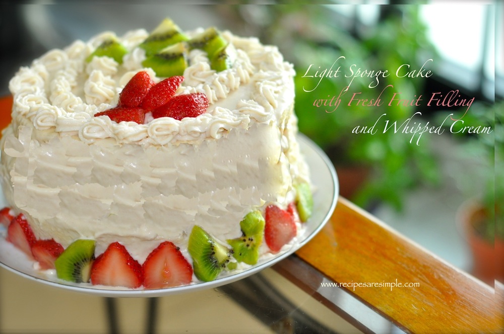 sponge cake with fresh fruit filling recipe Light as Air Sponge Cake with Fresh Fruit and Whipped Cream