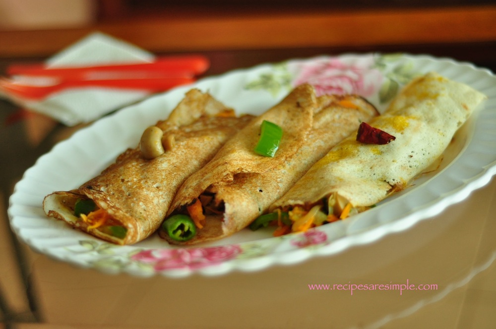 Szechuan Mushroom Dosa Wraps - Indo Chinese Fusion