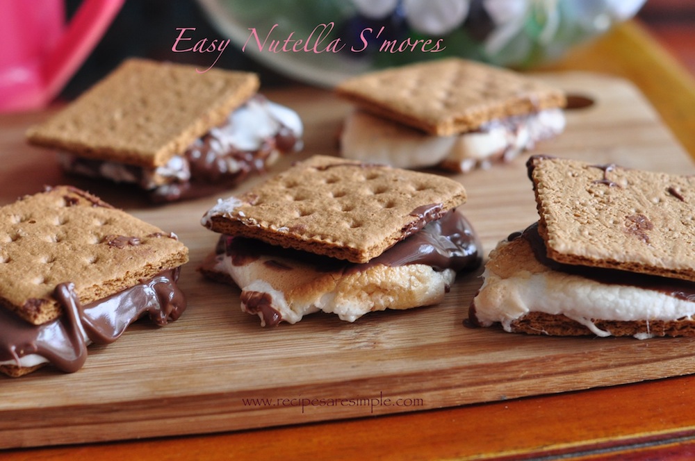 Easy  Nutella S’mores – Graham Cracker, Nutella and Marshmallow.