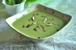 Cream of Asparagus Soup with Toasted Almond Garnish