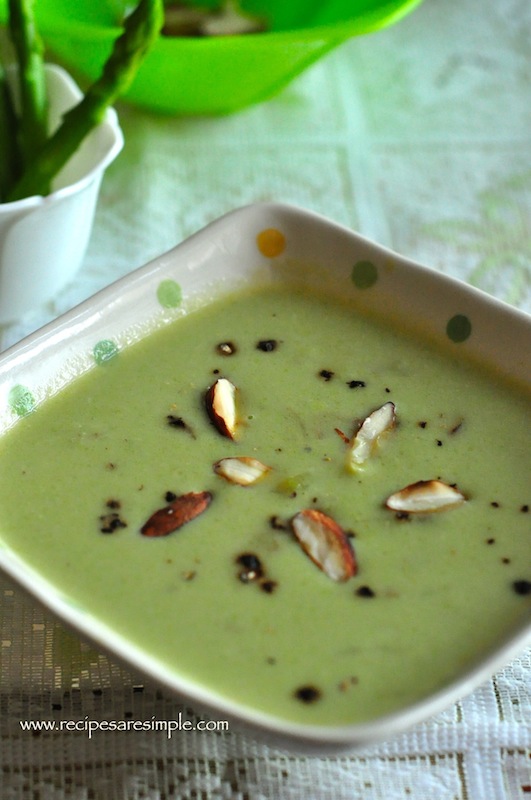 cream of asparagus soup Cream of Asparagus Soup with Toasted Almond Garnish