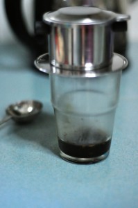 wait for drip to complete 199x300 Vietnamese Coffee Recipe   Iced Coffee (Cà phê sữa đá ) or Hot (Cà phê sữa nóng)