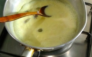 add to milk 300x187 Badam Milk Drink   Almond Milk with Saffron and Cardamom