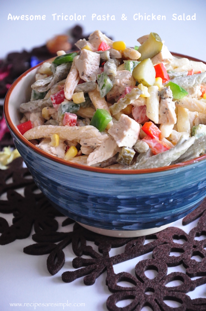 Tricolor Pasta and Chicken Salad