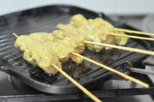 place on grill 300x200 Chicken Satay Recipe | Malaysian Chicken Skewers