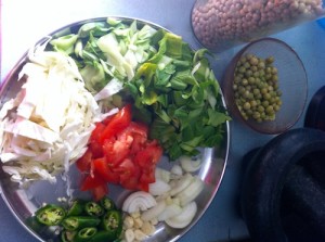 white bee hoon ingredients 300x223 White Bee hoon with Vegetables & Egg