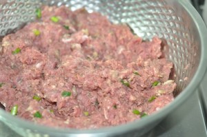 add ingredients to mince 300x199 Home Made Beef Burger with Smokey Beef Patties 