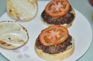home made beef burger tomato 300x199 Home Made Beef Burger with Smokey Beef Patties 