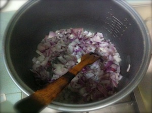 Musakhan - Sumac Chicken - saute onion for stock