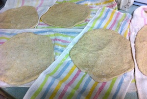 Musakhan Taboon Bread on floured cloths MUSAKHAN   Palestinian Sumac Chicken with Caramelized Onion and Taboon Bread