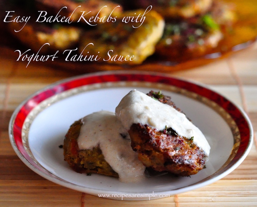 Baked Beef Kebabs with Yoghurt Tahini Sauce