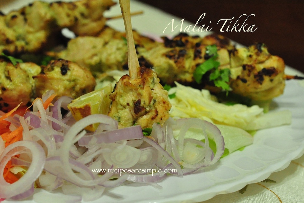 murgh malai chicken tikka Malai Tikka Kebab   Chicken Skewers Marinated in Cream cheese   YUMMY!