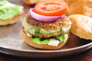aloo tikki burger press down with top bun Aloo Tikki Burger   Potato Patties Burger Under 30 Minutes