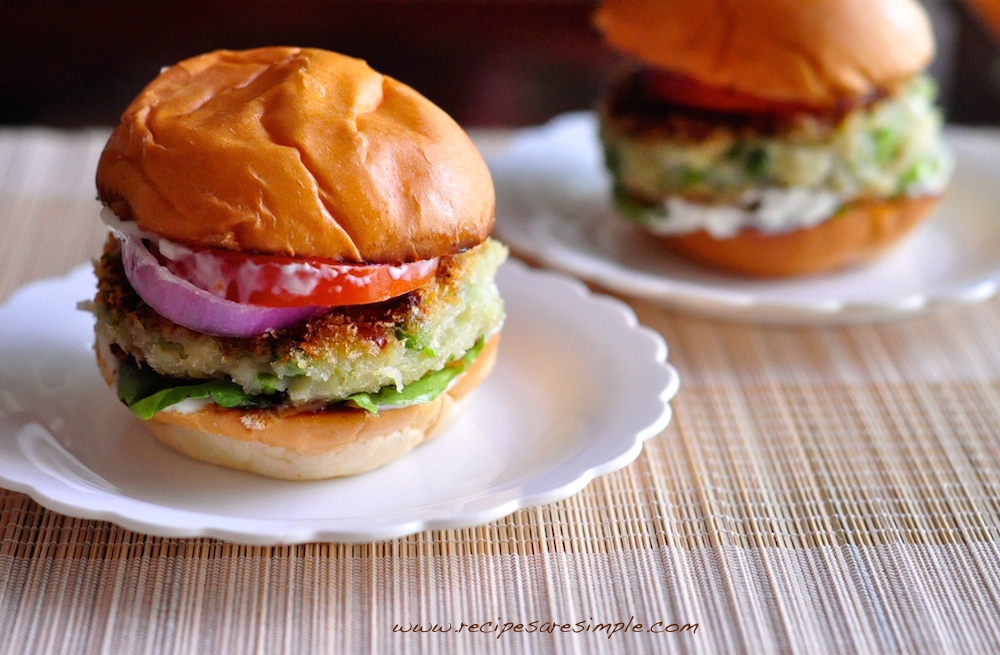 aloo tikki burger recipe Aloo Tikki Burger   Potato Patties Burger Under 30 Minutes