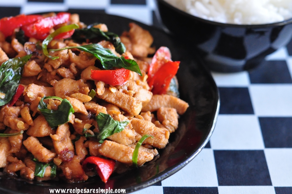 thai basil chicken authentic Thai Basil Chicken Recipe   Pad Kra Pao Gai [ ผัดกระเพราไก่ ]