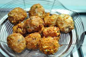 Spaghetti and Meatballs - drain fried meatballs 