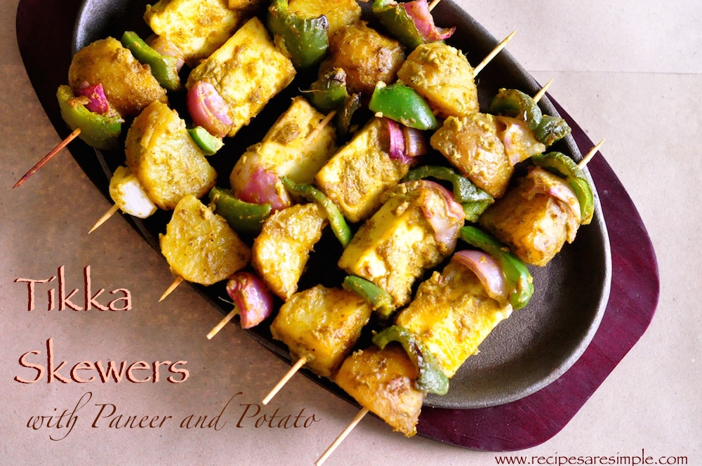 Paneer and Potato Tikka Skewers (Pahadi Paneer Tikka)