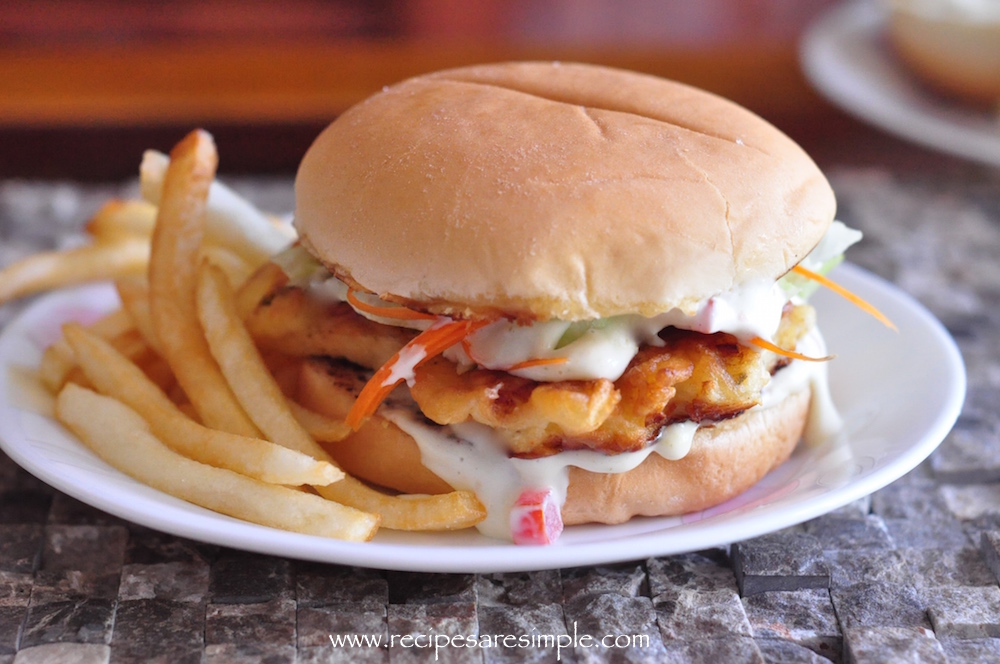 Fish Burger with Home Made Tartar Sauce