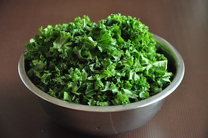 chopped kale Kale Fried Rice made with Brown Rice, Egg and Mushrooms