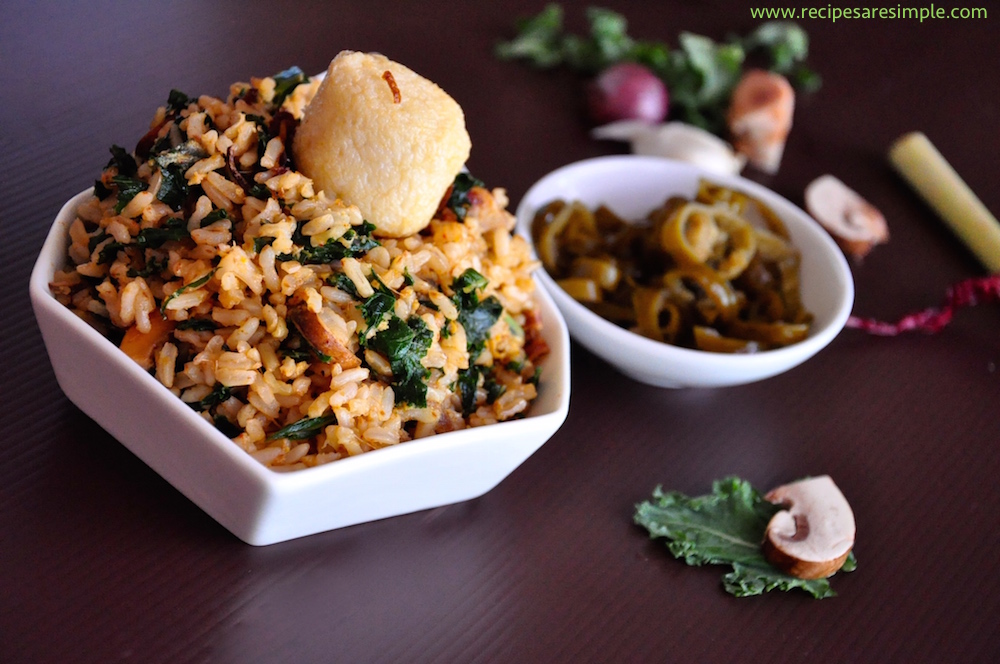 kale fried rice with mushroom Kale Fried Rice made with Brown Rice, Egg and Mushrooms