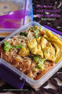 Stir Fried Rice Vermicelli with Vigetables 199x300 Kids Lunch Box Recipes