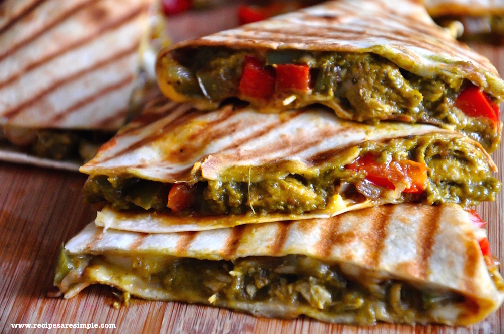 palak chicken recipe1 Palak Chicken Quesadilla   Mexico meets India