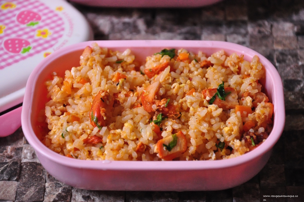 chicken tikka fried rice for kids lunch box