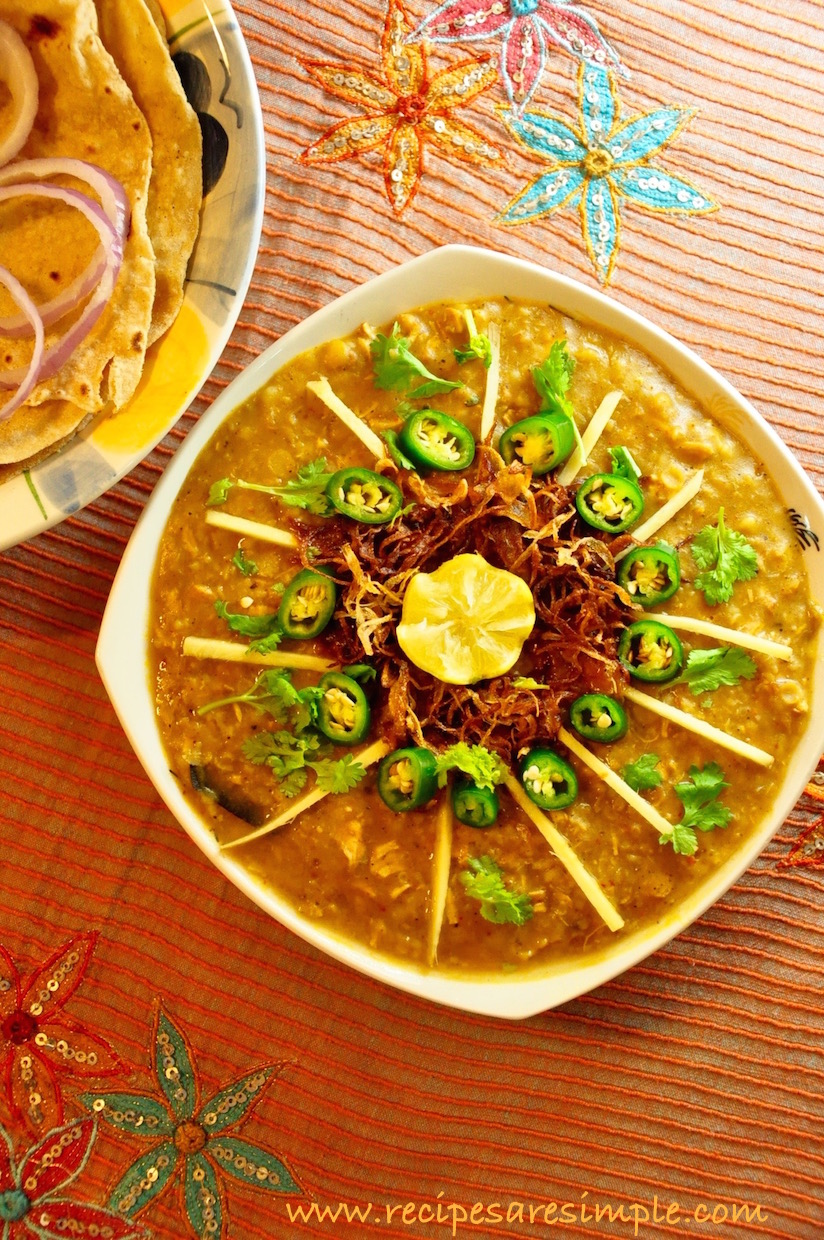 Chicken Haleem –  Chicken stewed with Dals and Broken Wheat