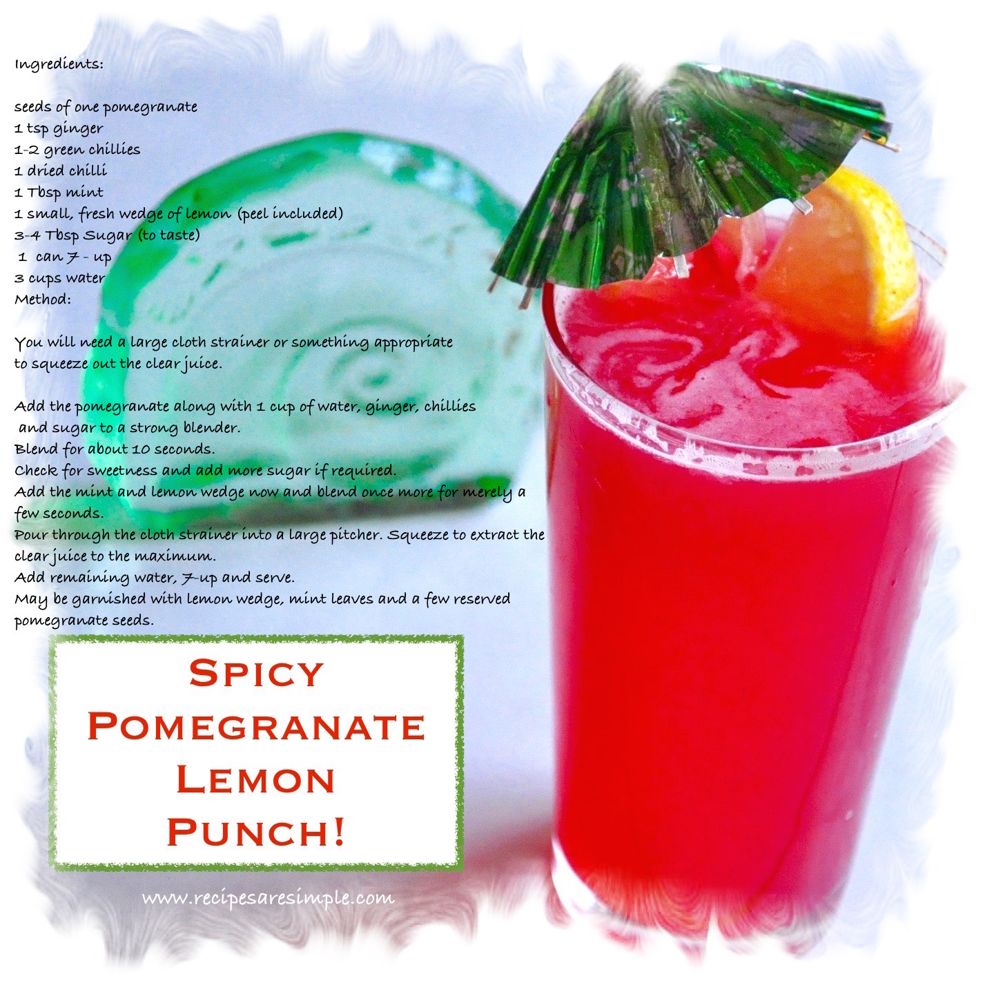 spicy pomegranate lemon punch recipe card Spicy Pomegranate Lemon Punch