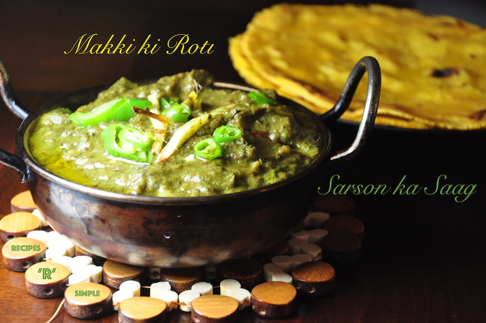 Makki ki Roti Sarson ka Saag | Punjabi Maize Flour Flatbread and Mixed Greens