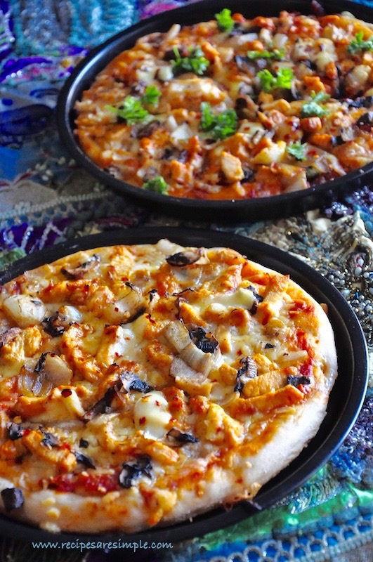 fiery chicken and mushroom pizza recipe 1 Fiery Chicken and Mushroom Pizza