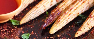 Spicy Grilled Baby Corn on a Stick