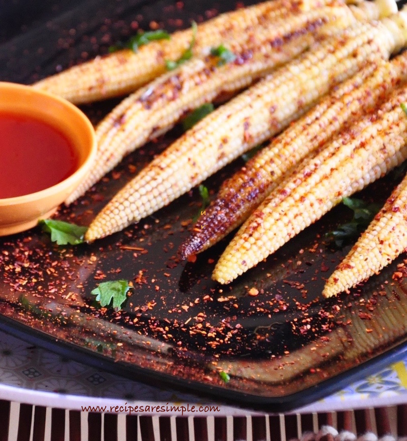 Spicy Grilled Baby Corn on a Stick