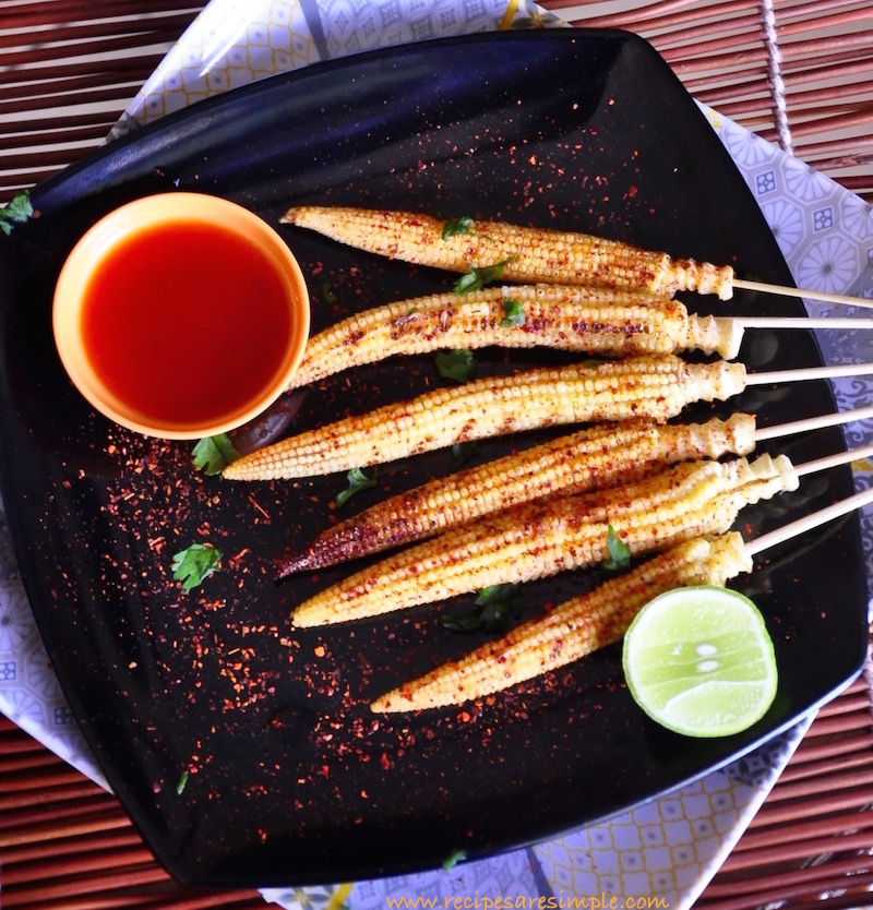 spicy grilled baby corn Spicy Grilled Baby Corn on a Stick