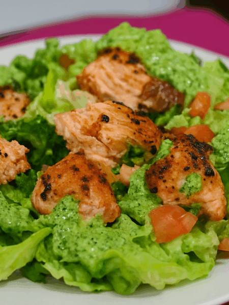 salmon salad with watercress dressing