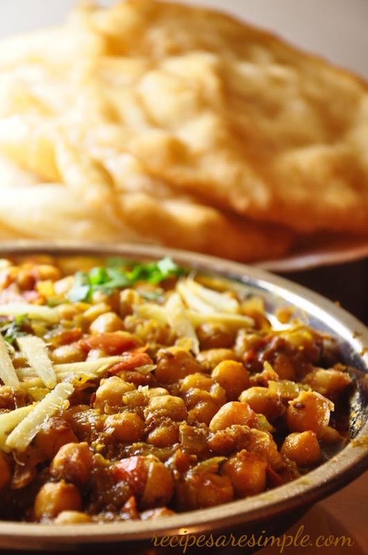 punjabi chole bhature chana masala Punjabi Chole Bhature | Chickpeas with Fried Leavened Bread