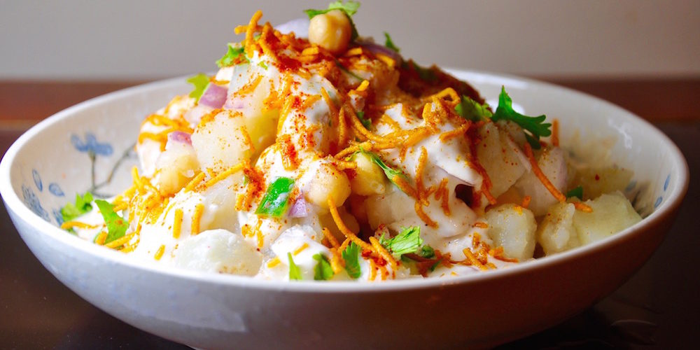 Dahi Aloo Chana Chaat | Chickpeas and Potato Yoghurt Salad