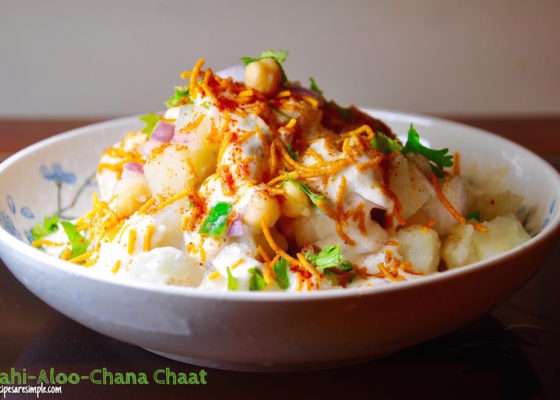 Dahi Aloo Chana Chaat | Chickpeas and Potato Yoghurt Salad