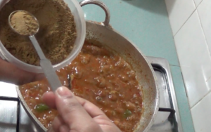 varutharacha kadala curry add garam masala 300x188 Varutharacha Kadala Curry  |  Black Chickpeas Curry with Ground Roasted Coconut