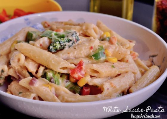 White Sauce Pasta |  Creamy Penne Pasta with Vegetables