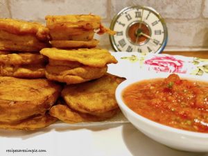 Potato Egg Fritters - aloo pakora with egg stuffing /potato egg bajji