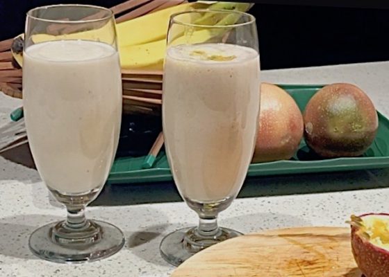 Banana Lassi with Passionfruit