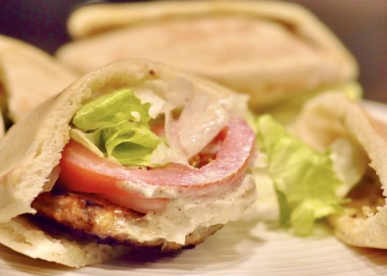 Savoury Chicken Patty and Spiced Mayo in Pita | Arabian Burger in Pita