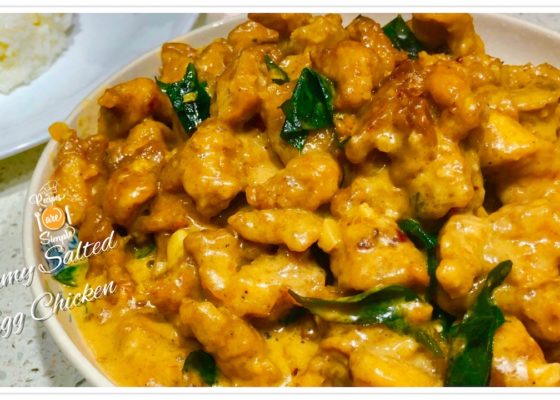 Creamy Salted Egg Chicken with Salted Egg Powder