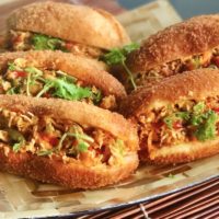 Bakery Style Fried Buns Chicken Sandwich recipe for bun filling and sauce 200x200 Double Decker Breakfast Sandwich