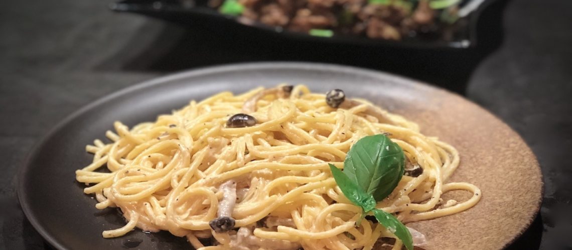 Quick Creamy Mushroom Spaghetti